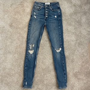 Free People We The Free Button Fly Distressed Skinny Jeans